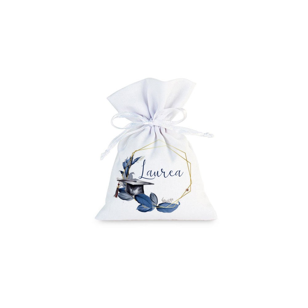 10 Sacchetti Laurea personalizzabili Geometric Blu