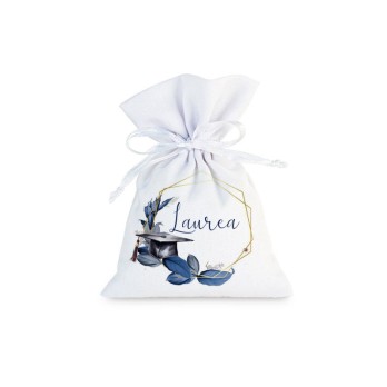 10 Sacchetti Laurea personalizzabili Geometric Blu