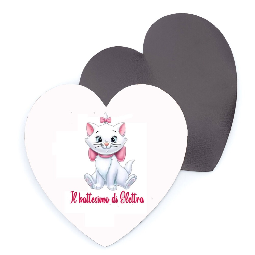 10 magneti Cuore Personalizzabili con Nome 5 cm Minou Aristogatti