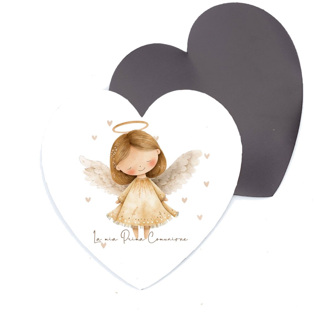 10 magneti Cuore Personalizzabili Prima Comunione Little Angel
