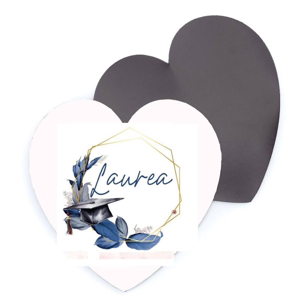 10 magneti Cuore Personalizzabili 5 cm Laurea Geometric blu