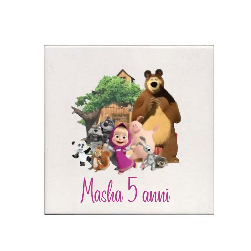 Mattonella magnete Masha e Orso Personalizzabile 10 pz