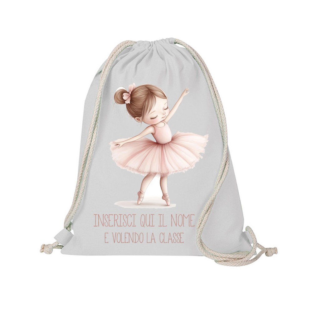 Sacca Zaino in cotone Ballerina personalizzabile