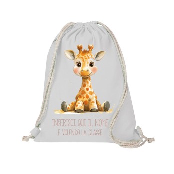 Sacca Zaino in cotone Giraffa personalizzabile