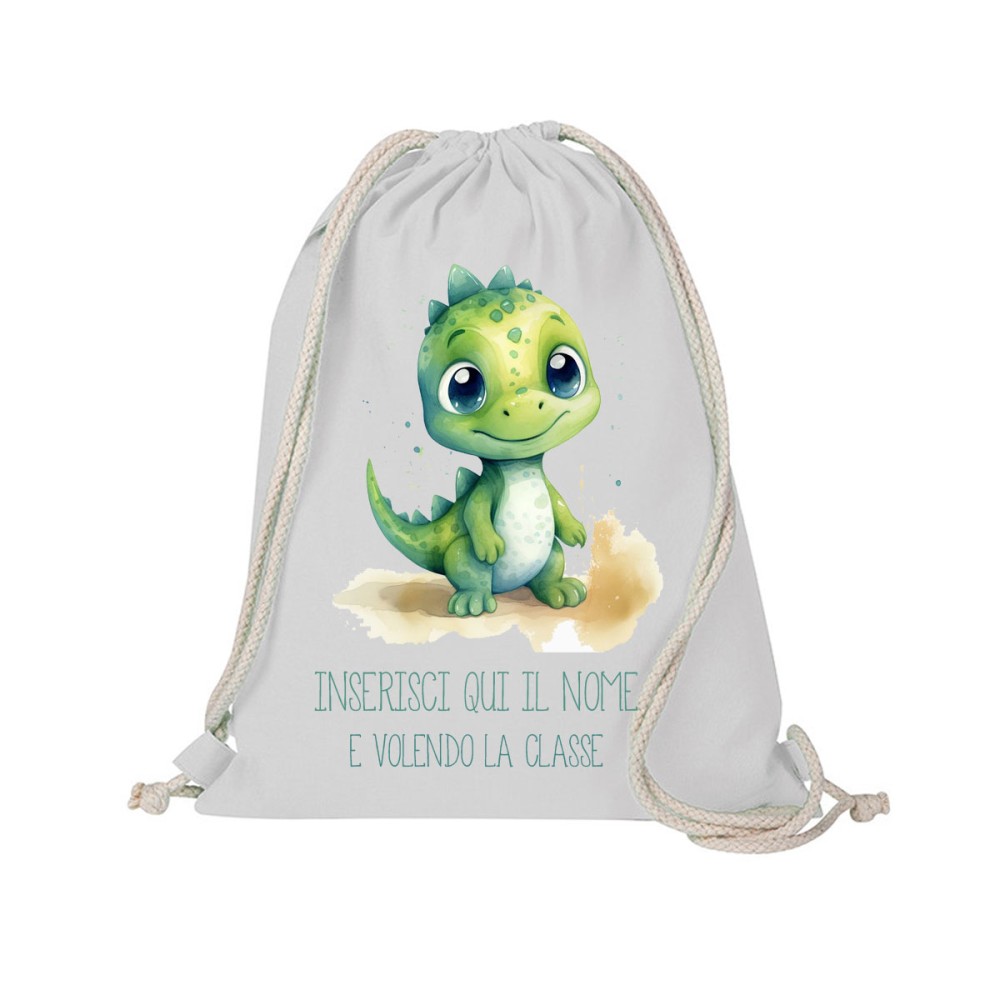 Sacca Zaino in cotone Dinosauro personalizzabile