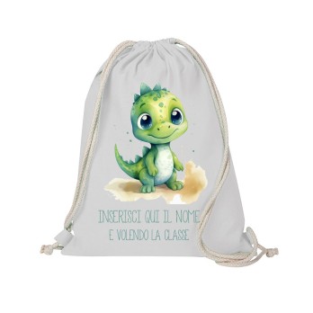 Sacca Zaino in cotone Dinosauro personalizzabile