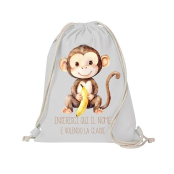 Sacca Zaino in cotone Scimmietta personalizzabile