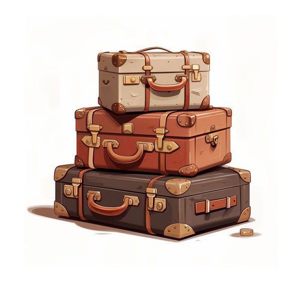Sagoma decorativa in legno tema viaggio set valigie - 85 cm