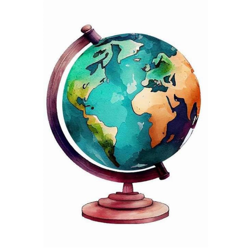 Sagoma decorativa in legno tema viaggio Mappamondo - 85 cm