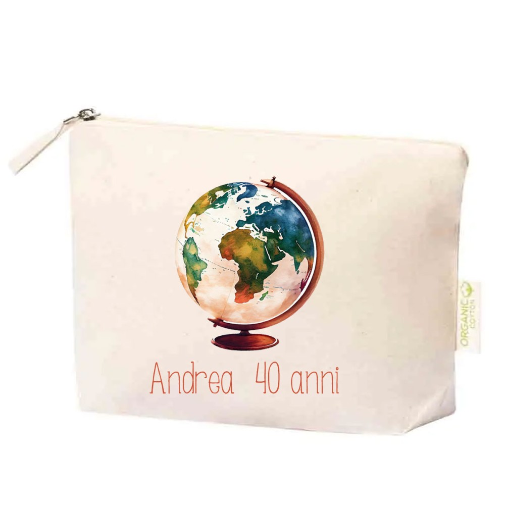 Pochette Trousse Tema viaggio mappamondo personalizzata