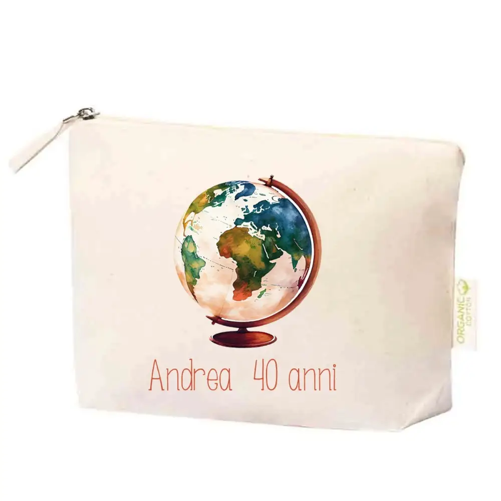 Pochette Trousse Tema viaggio mappamondo personalizzata
