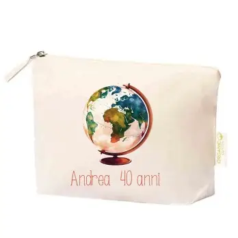 Pochette Trousse Tema viaggio mappamondo personalizzata