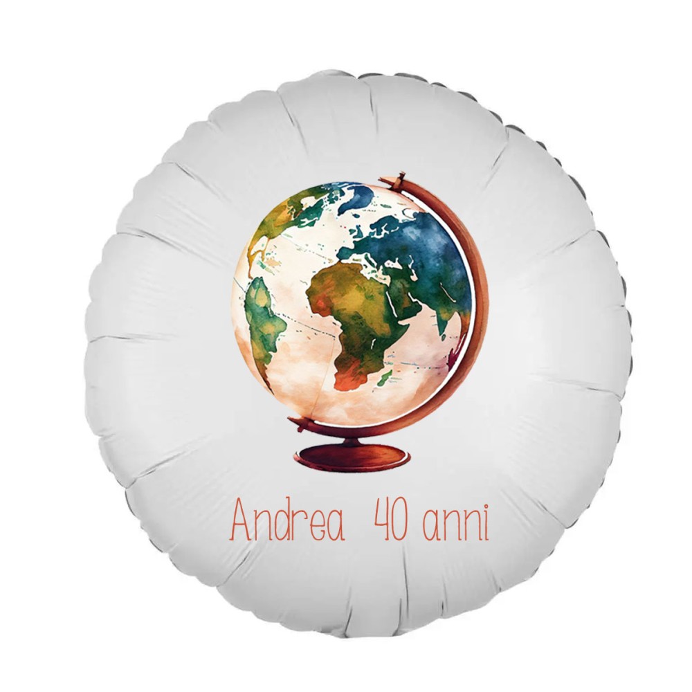 Palloncino foil personalizzabile Mappamondo