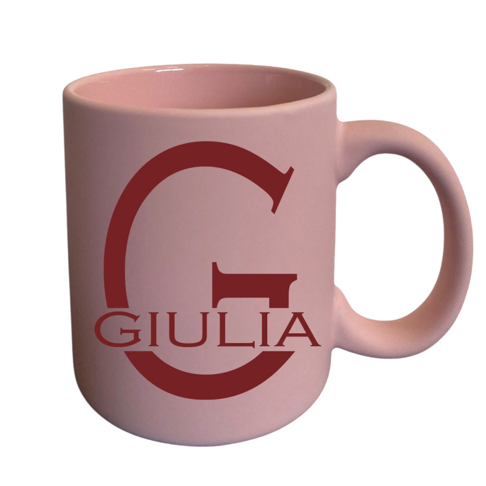 Tazza rosa pastello personalizzabile con iniziale e nome