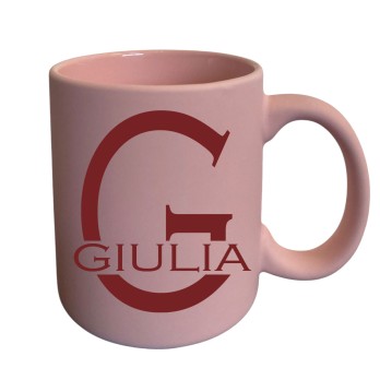 Tazza rosa pastello personalizzabile con iniziale e nome