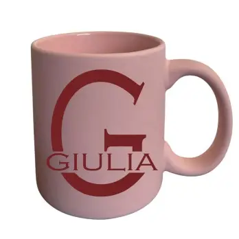 Tazza rosa pastello personalizzabile con iniziale e nome