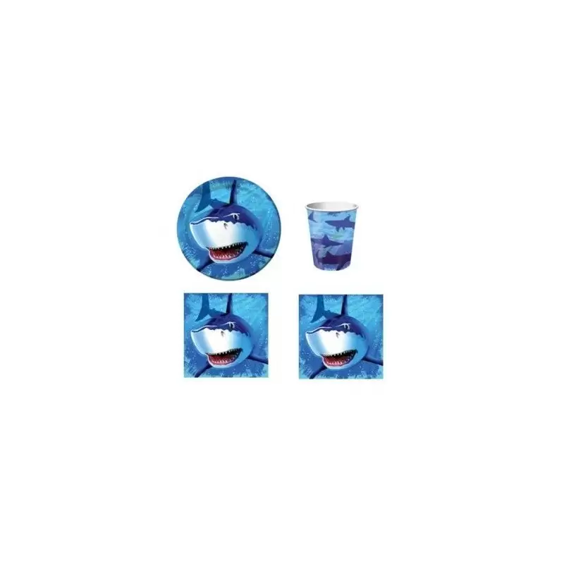 KIT N29 COORDINATO TAVOLA BAMBINO SQUALI SHARK SPLASH 