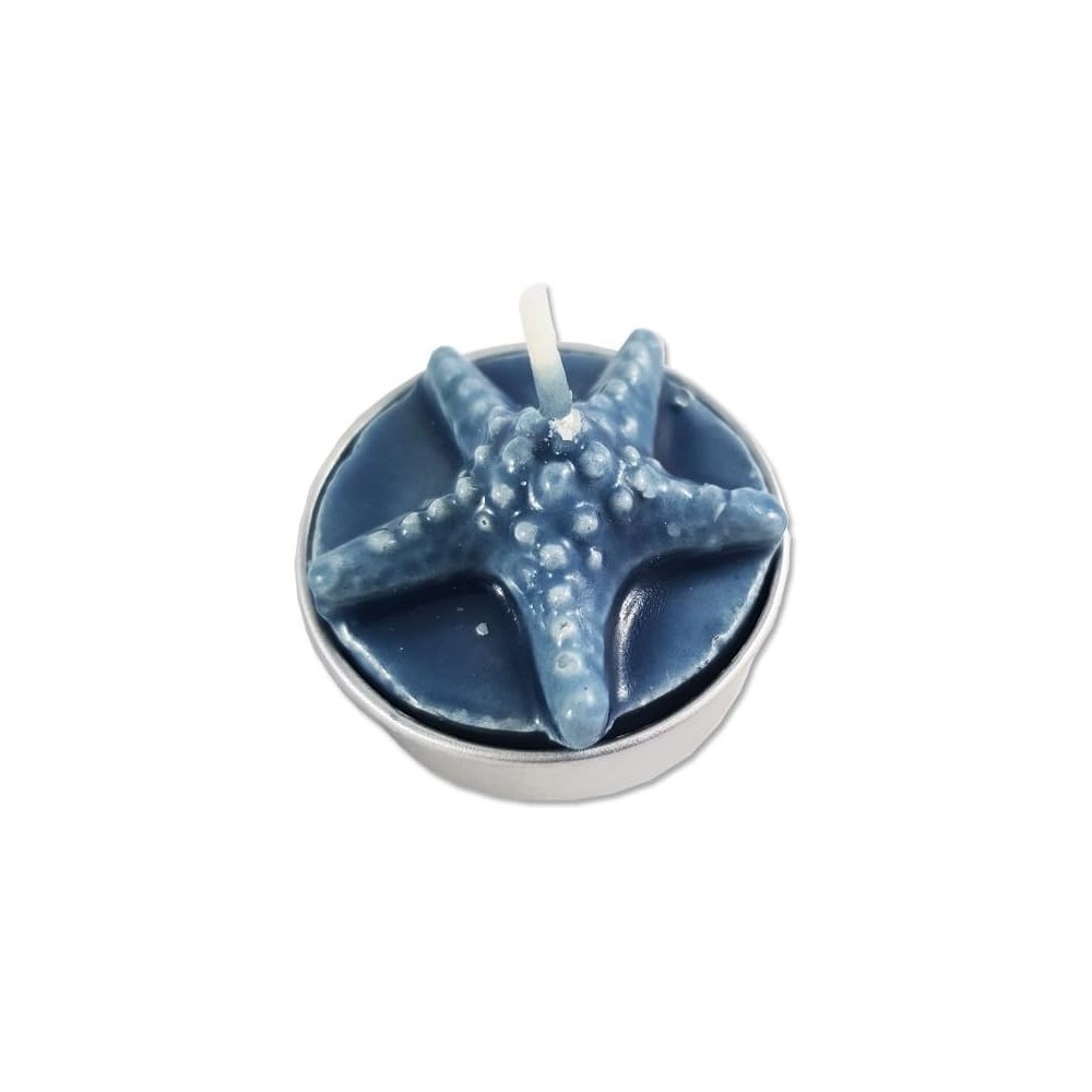 6 PZ. CANDELA TEA LIGHT STELLA MARINA AVORIO BLU (A10831 BLU)