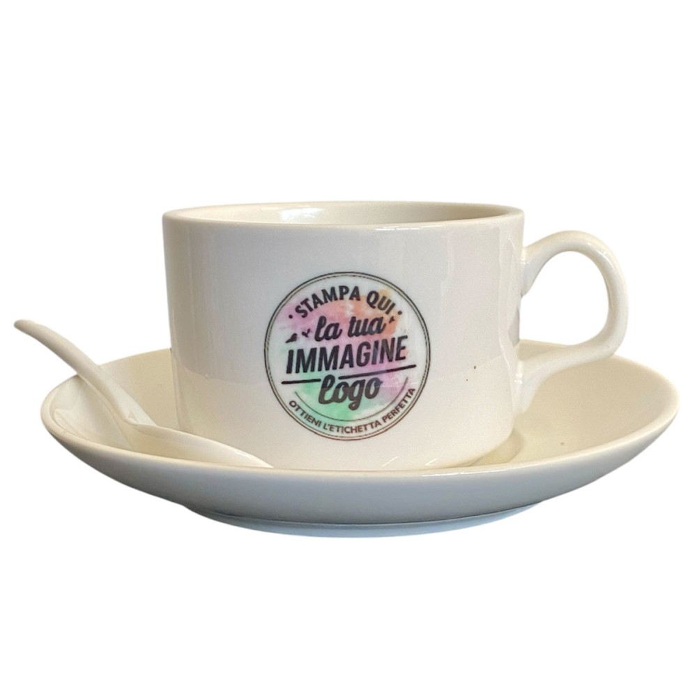Tazzina per caffè in ceramica Personalizzabile Con piattino e cucchiaino 1pz