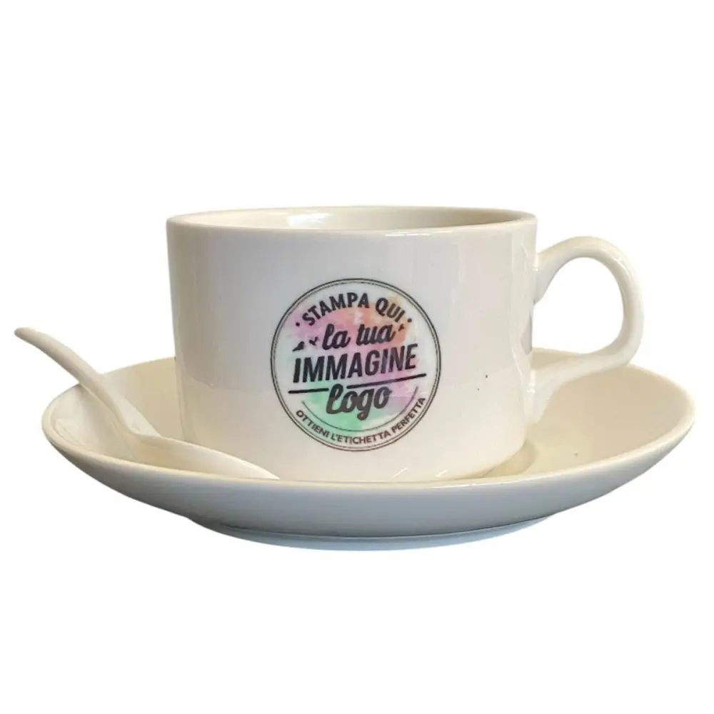 Tazzina per caffè in ceramica Personalizzabile Con piattino e cucchiaino 1pz