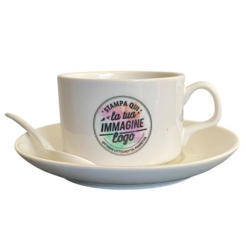 Tazzina per caffè in ceramica Personalizzabile Con piattino e cucchiaino 1pz