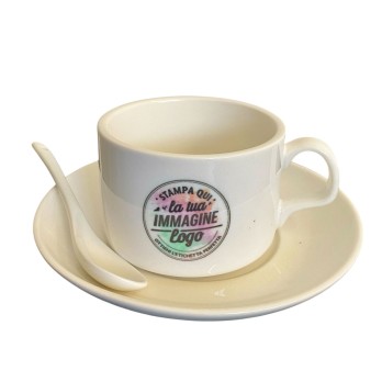 Tazzina per caffè in ceramica Personalizzabile Con piattino e cucchiaino 1pz