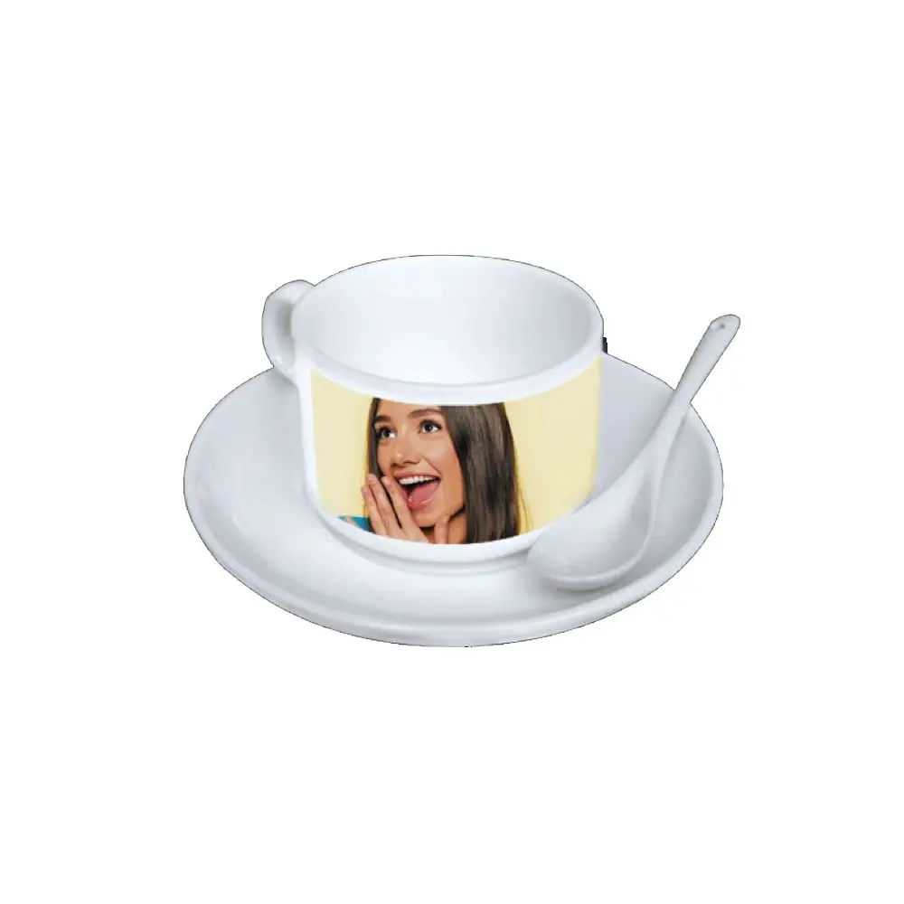 Tazzina per caffè in ceramica Personalizzabile Con piattino e cucchiaino 1pz