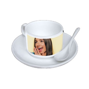 Tazzina per caffè in ceramica Personalizzabile Con piattino e cucchiaino 1pz
