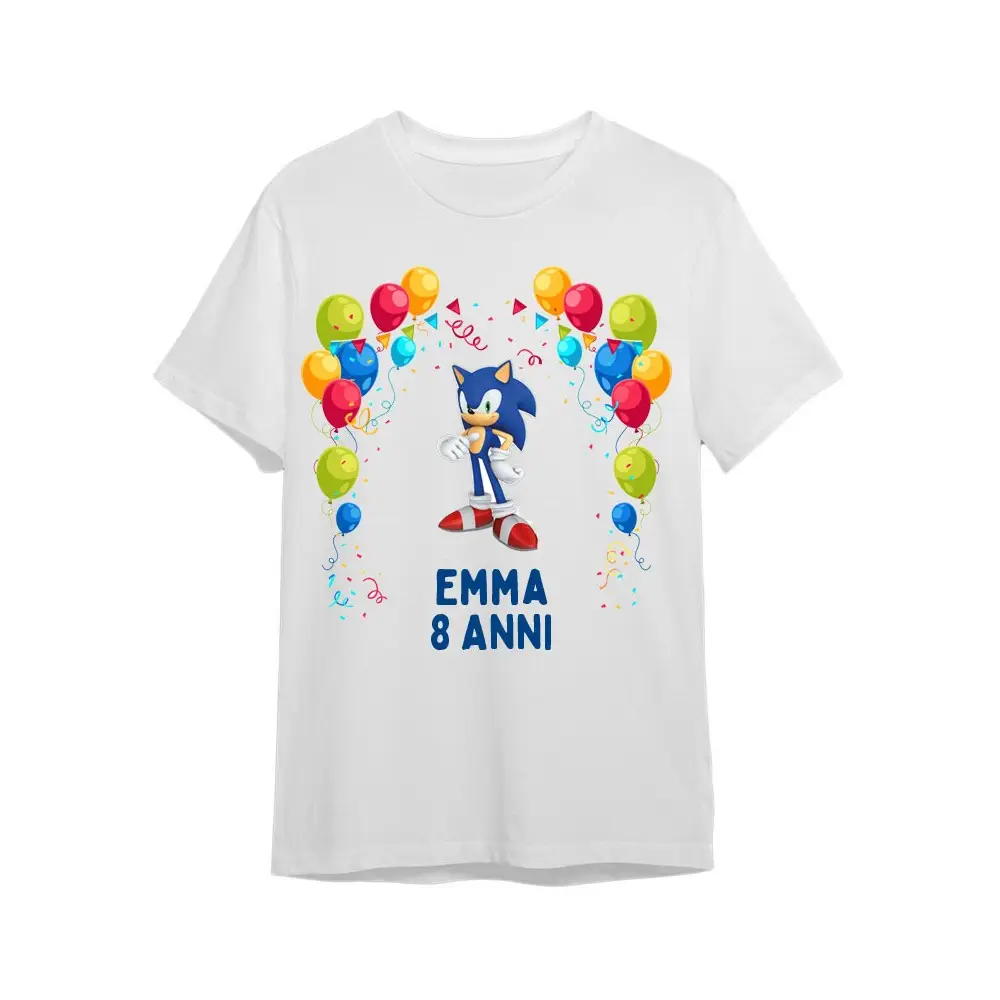 Maglietta personalizzata per festa compleanno Sonic