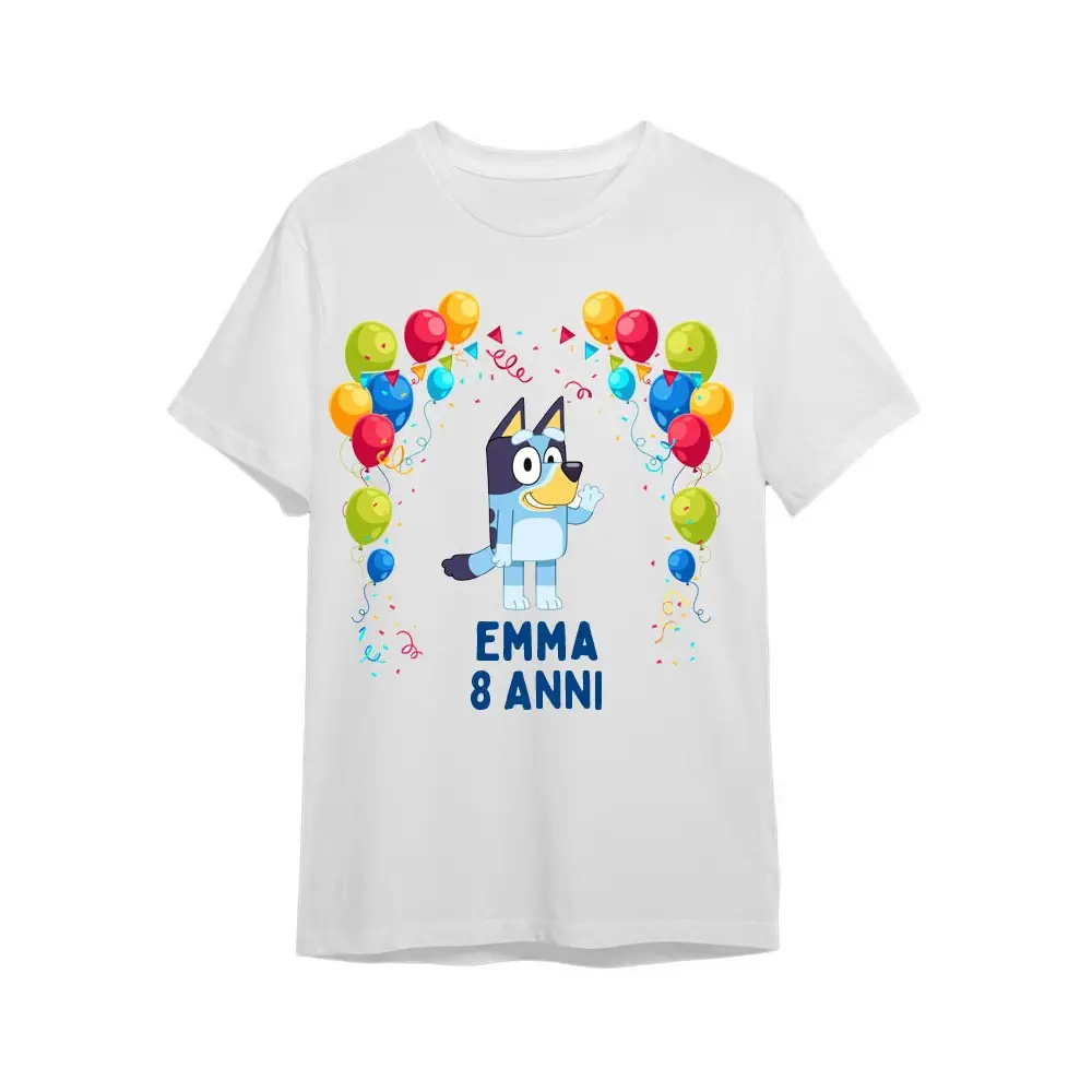 Maglietta personalizzata per festa compleanno Bluey
