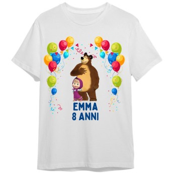 Maglietta personalizzata per festa compleanno Masha e Orso