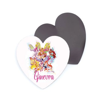 10 magneti Cuore Personalizzabili con Nome 5 cm Winx