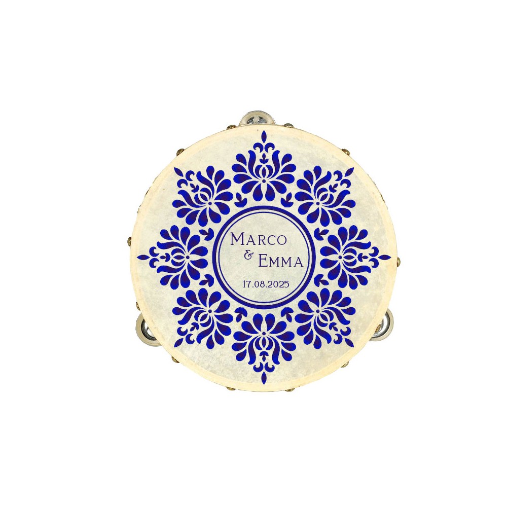 Tamburello personalizzabile Tema Maiolica per matrimonio - 6 pz