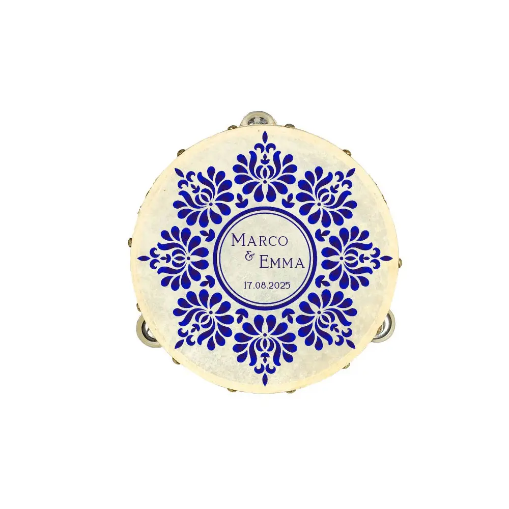 Tamburello personalizzabile Tema Maiolica per matrimonio - 6 pz