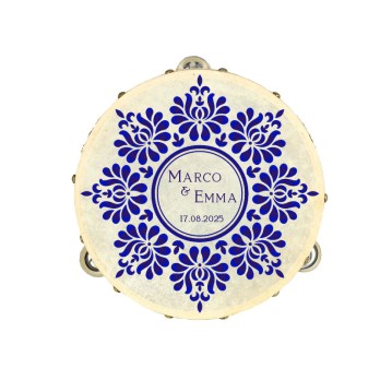 Tamburello personalizzabile Tema Maiolica per matrimonio - 6 pz