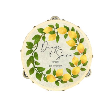 Tamburello personalizzabile Tema Limoni di Sorrento per matrimonio - 6 pz