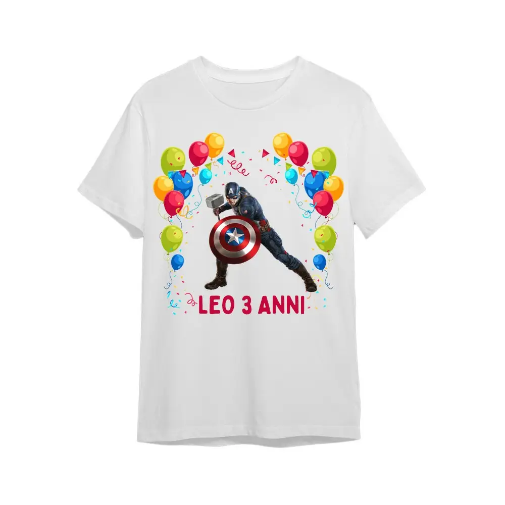 Maglietta personalizzata per festa compleanno Capitan America