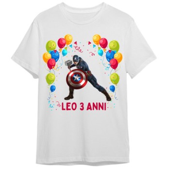 Maglietta personalizzata per festa compleanno Capitan America