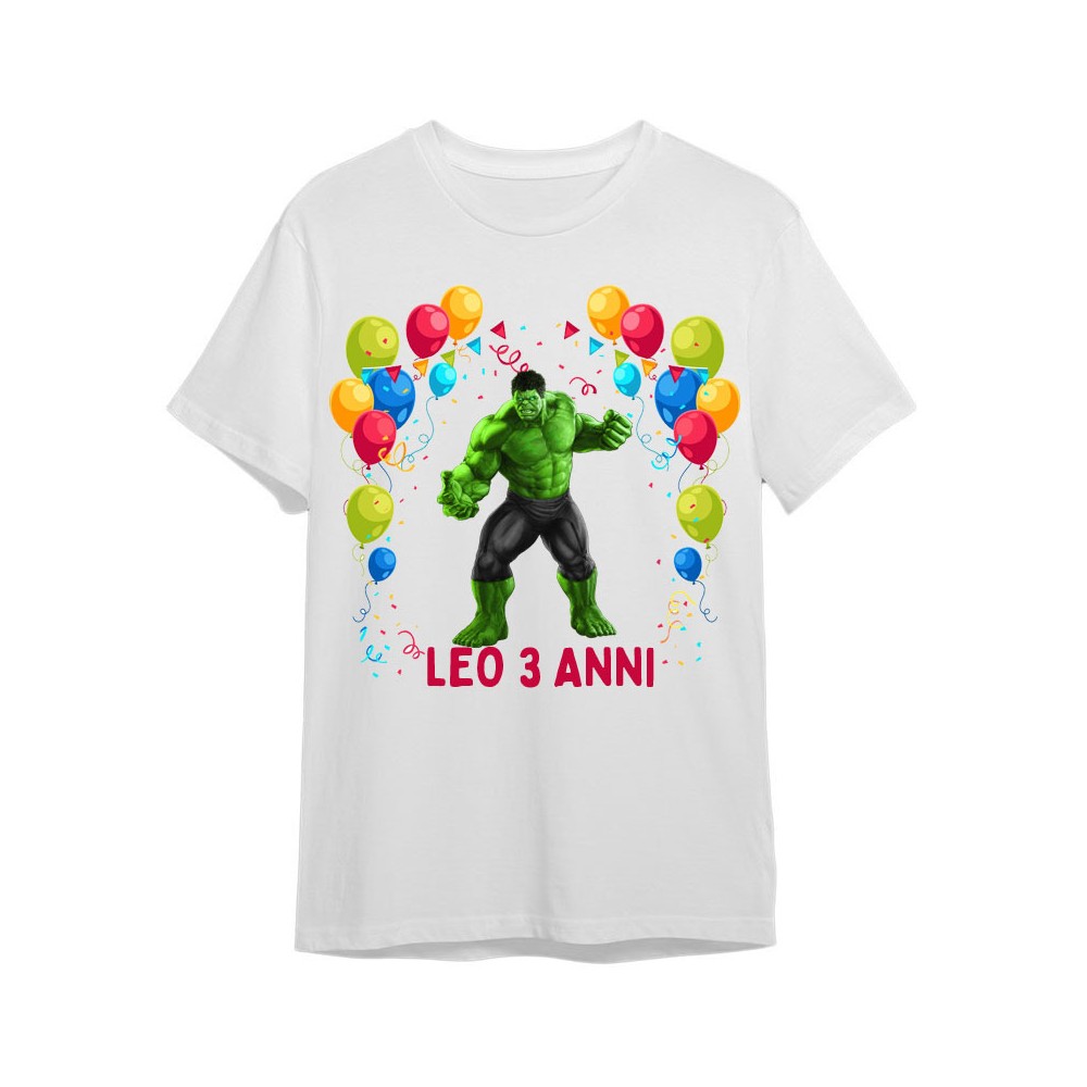 Maglietta personalizzata per festa compleanno Hulk