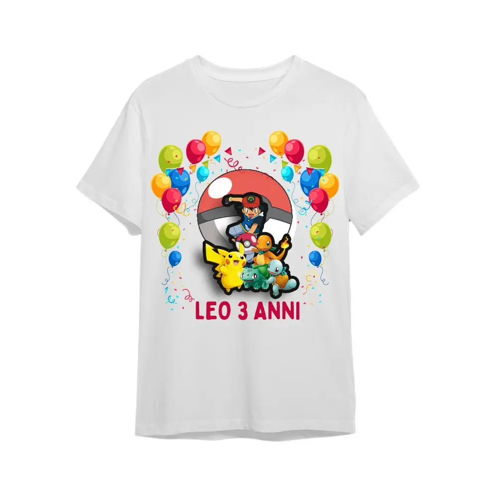 Maglietta personalizzata per festa compleanno Pokèmon