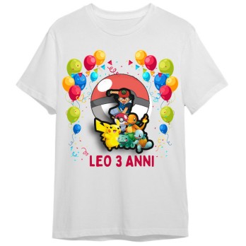 Maglietta personalizzata per festa compleanno Pokèmon