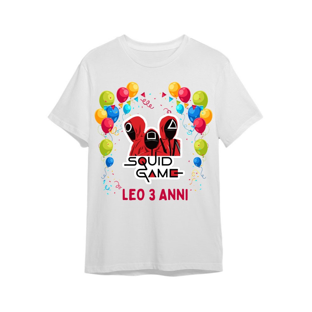 Maglietta personalizzata per festa compleanno Squid game