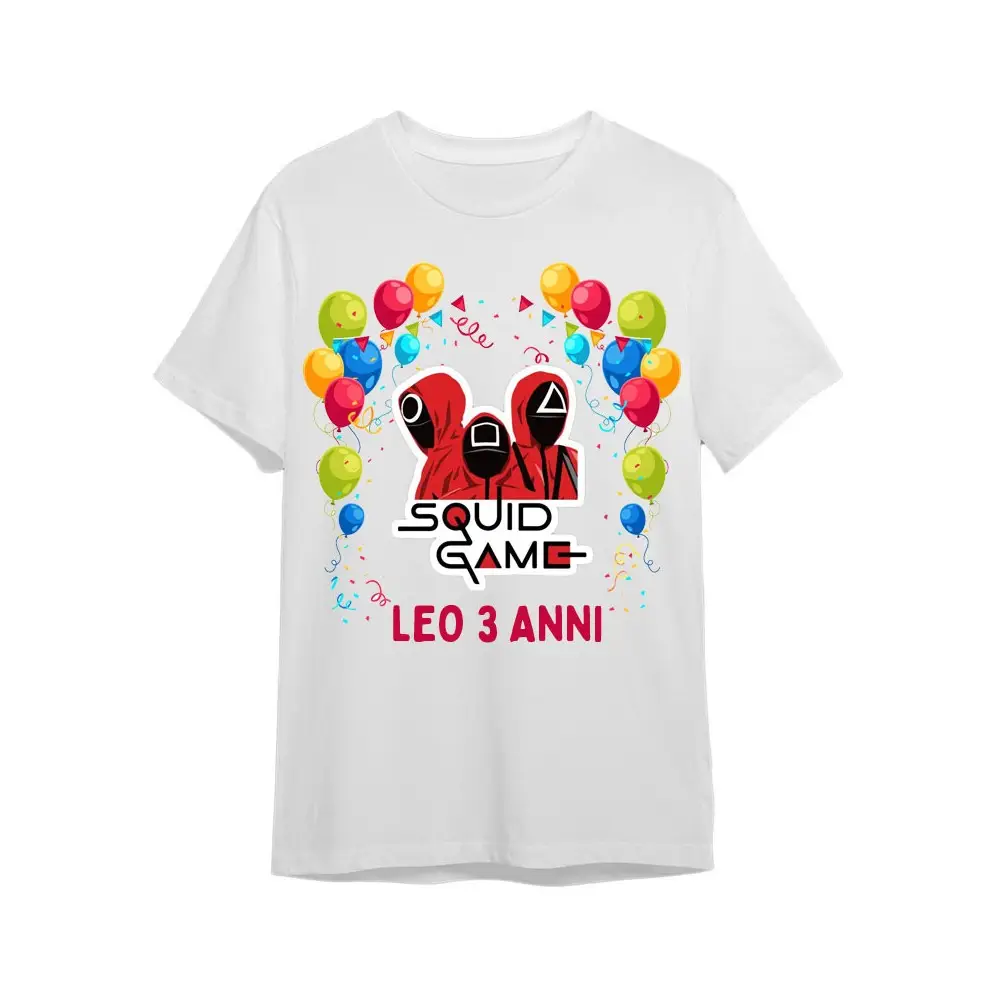 Maglietta personalizzata per festa compleanno Squid game