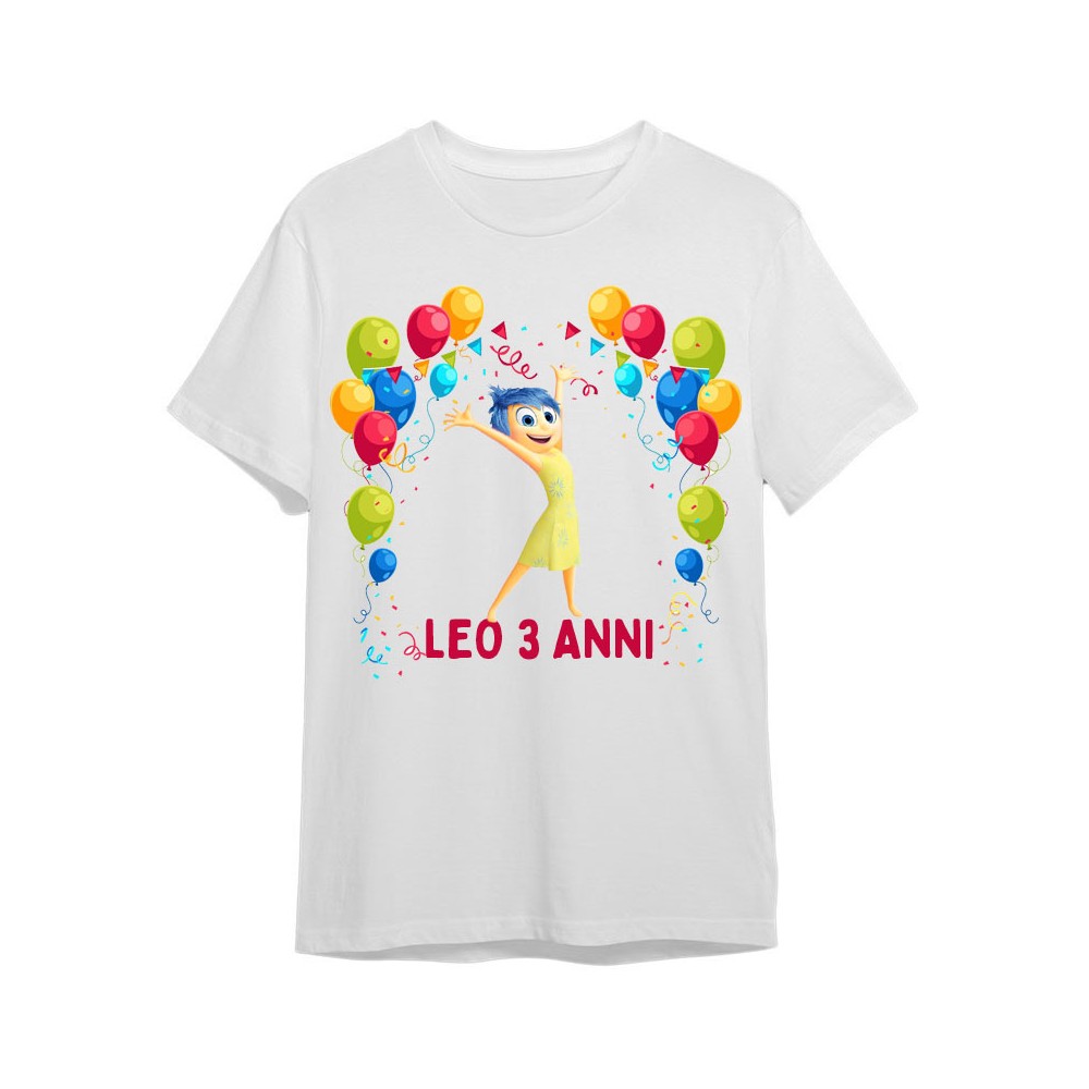 Maglietta personalizzata per festa compleanno Gioia Inside out