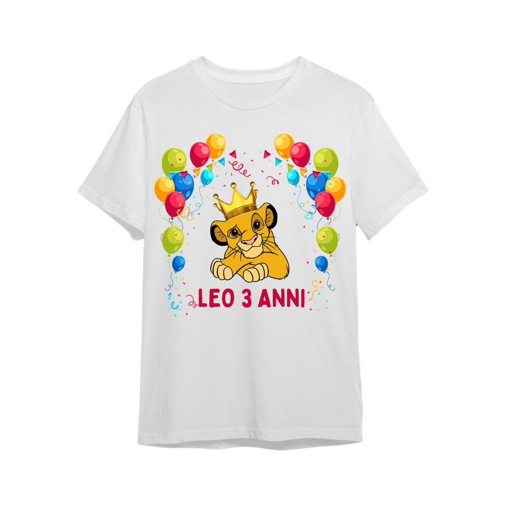 Maglietta personalizzata per festa compleanno Simba re leone