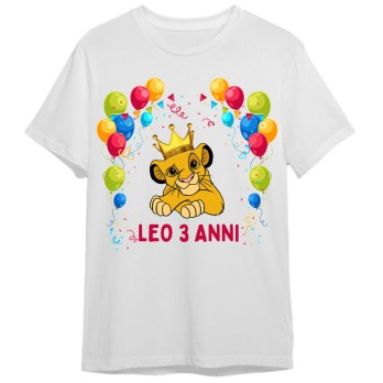 Maglietta personalizzata per festa compleanno Simba re leone