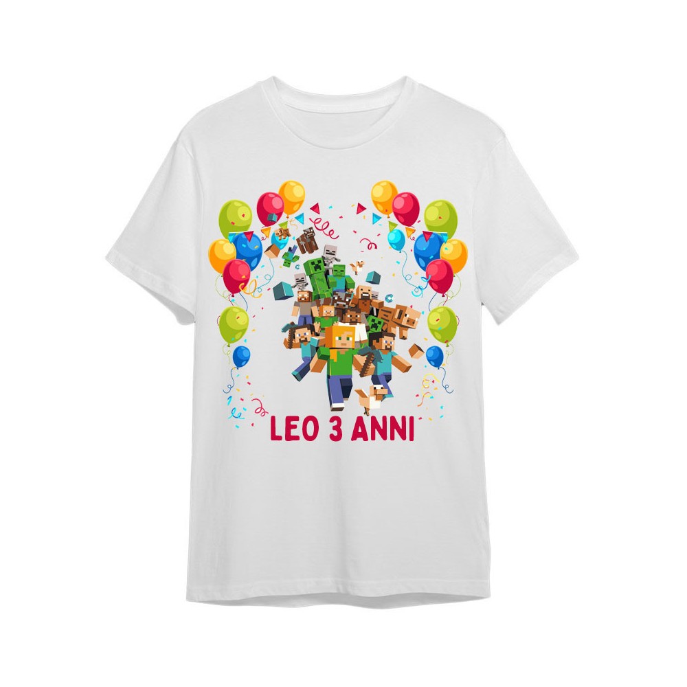 Maglietta personalizzata per festa compleanno Minecraft