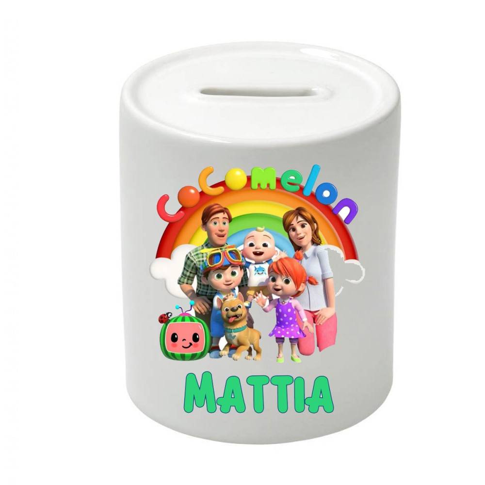 Salvadanaio in Ceramica Cocomelon personalizzabile
