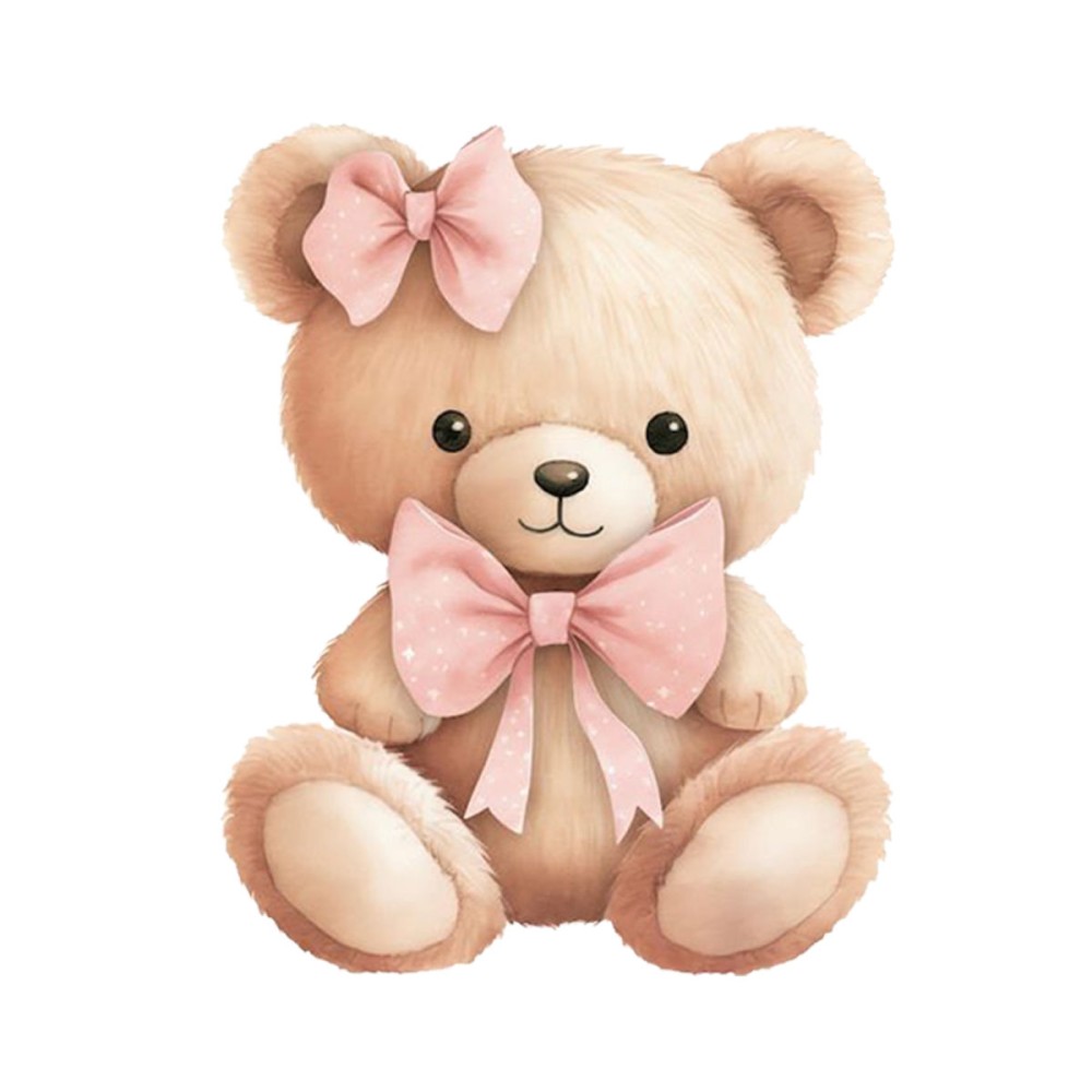 Sagoma decorativa in legno Orsetta rosa con fiocco - 85 cm