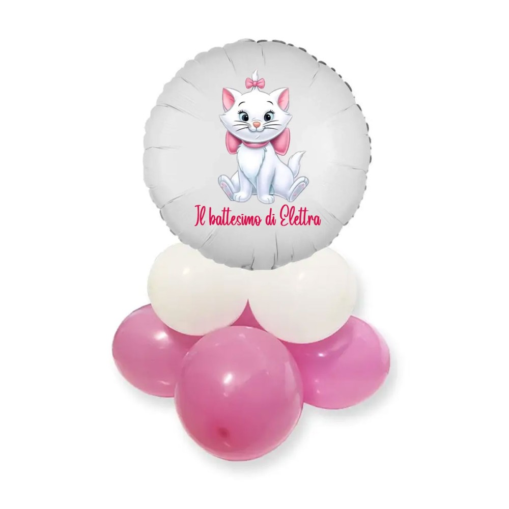 Centrotavola con Palloncino Foil Minù Aristogatti personalizzabile